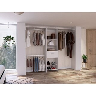 Rob Shelf Simple Style Open Wordrob with 5 Shelves and 1 Drawer, 2 Hanging Rob ...