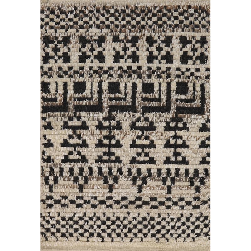 Geometric Moroccan Oriental Foyer Rug Handmade Beige Wool Carpet - 2'0"x 3'0"