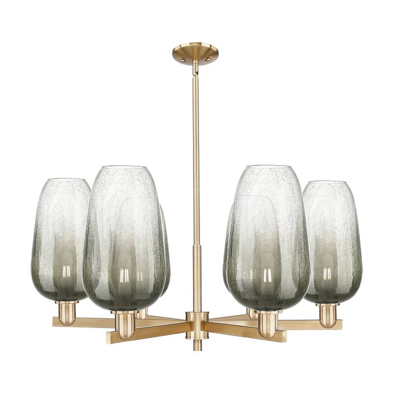 Innovations Lighting Downtown Urban - Brookhaven Flute - 6 Light 24" Stem Hung Chandelier - Slate/Champagne Bronze