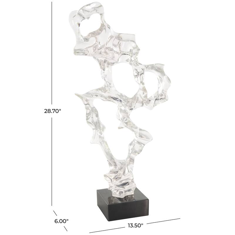 Clear Resin Abstract Decorative Sculpture with Black Square Base