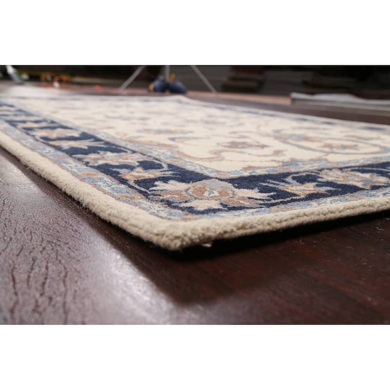 Beige Traditional Floral Oriental Wool Area Rug Hand-tufted Carpet - 5'0" x 8'0"