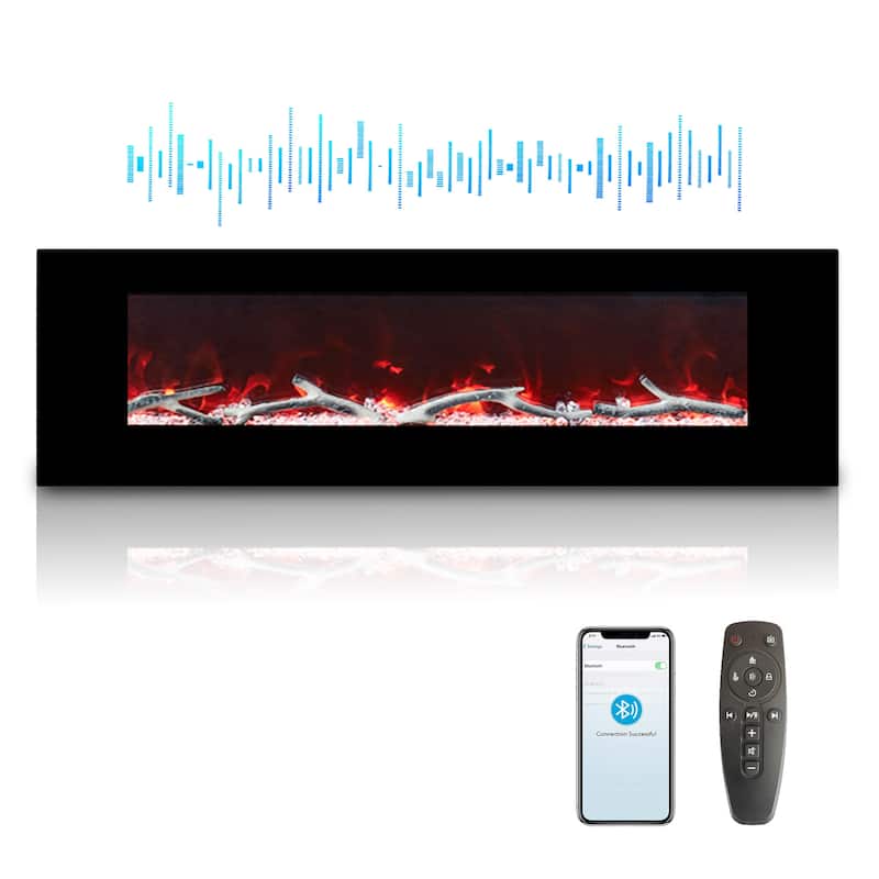 Clihome 42-72 inch Wall-mounted w/ RC (1500W) Electric Fireplace