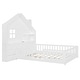 preview thumbnail 18 of 37, Wooden Floor Platform Bed with House Shape Storage Wingback Headboard, House Bed with USB, Window and Bedside Drawers