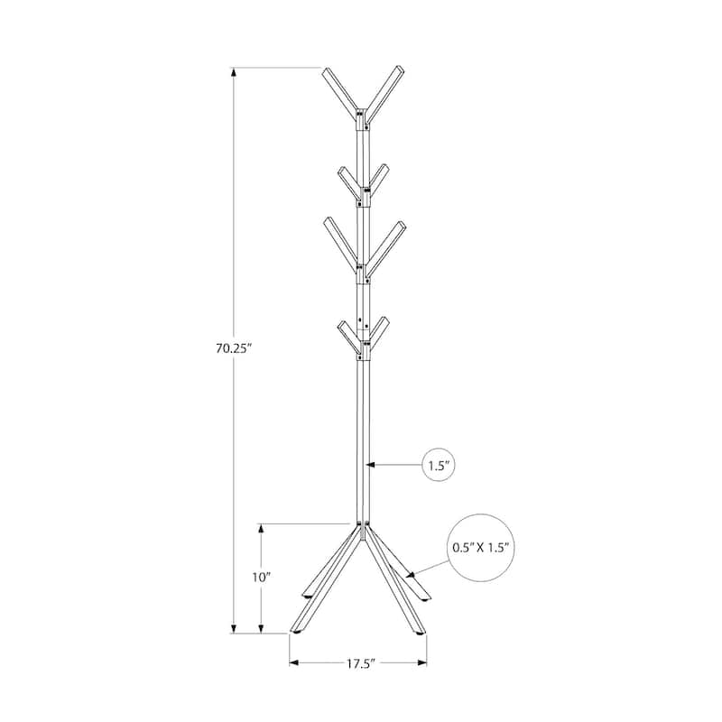 Coat Rack, Hall Tree, Free Standing, 8 Hooks, Entryway, 70"h, Bedroom, Black Metal, Contemporary, Modern