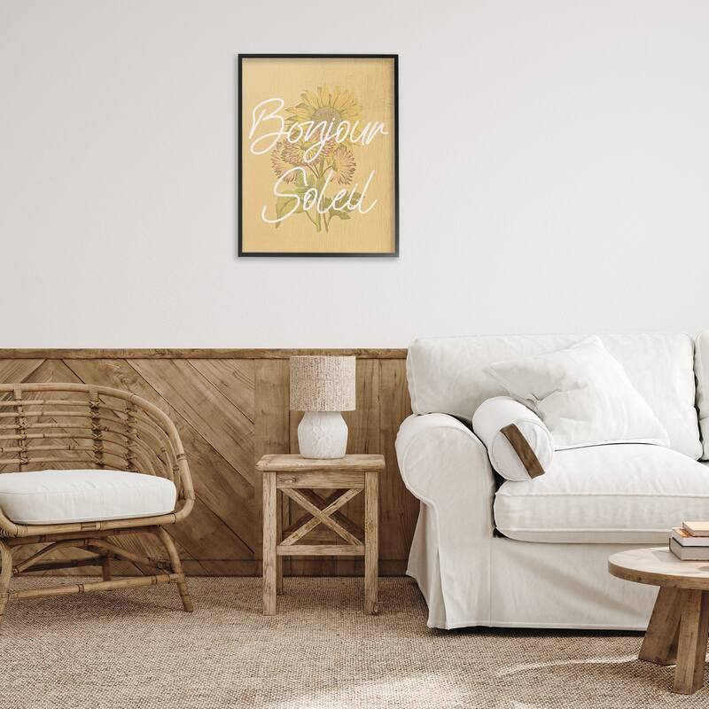 Stupell Hello Sunshine French Phrase Framed Giclee Art Design By Lil' Rue