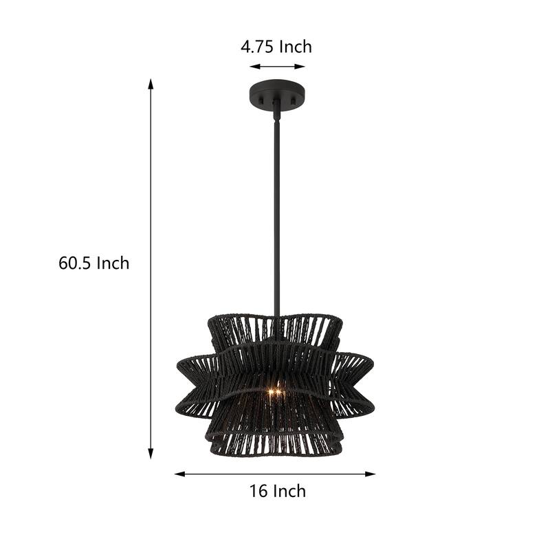 Acroma 1-light Farmhouse Coastal Woven Chandelier for Dining Room - 16'' D * 61'' H