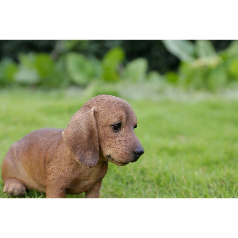 Sitting Dachshund Puppy Outdoor Garden Statue - 8.25"