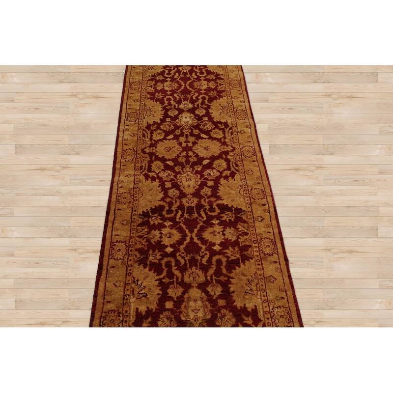 Hand Knotted Chobi Peshawar Rusty Red Persian Wool Oriental Area Rug - 2' 6'' x 11' 10''