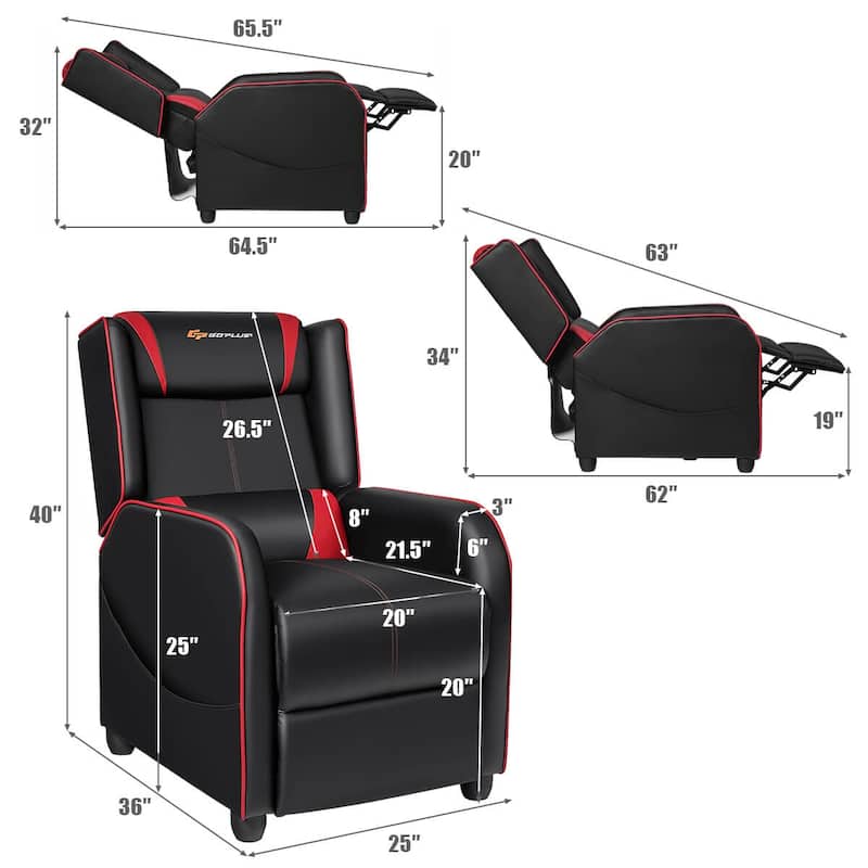 Goplus Massage Gaming Recliner Chair Single Living Room Sofa Home