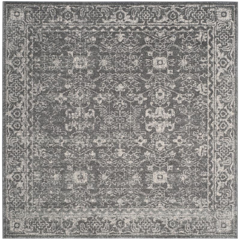 SAFAVIEH, Evoke Karola Vintage Boho Rug - 6'7" Square - Grey/Ivory