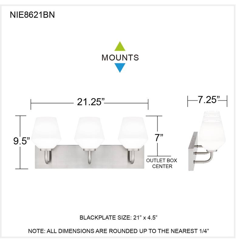 Nielson 3-Light Brushed Nickel Bath Light