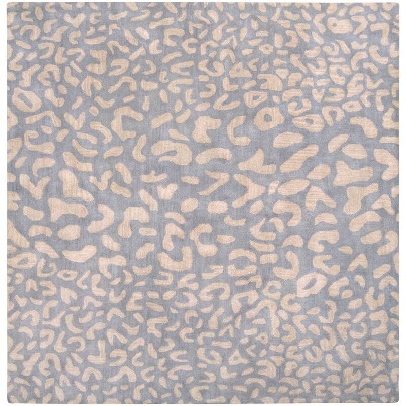 Hand-tufted Jungle Animal Print Square Wool Area Rug