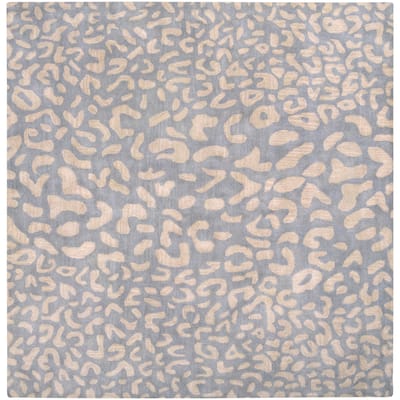Hand-tufted Jungle Animal Print Square Wool Area Rug