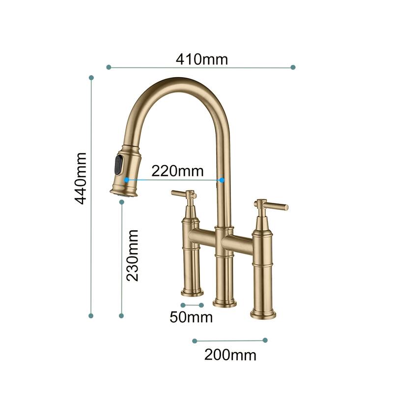 Bridge Kitchen Faucet with Pull-Down Sprayhead in Spot