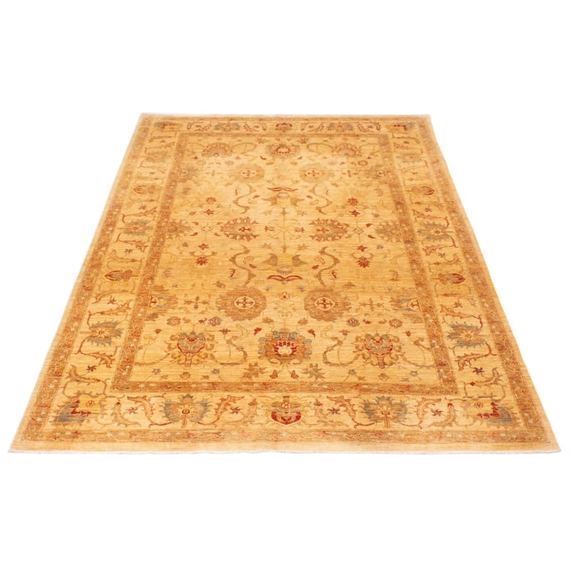 ECARPETGALLERY Hand-knotted Chobi Finest Ivory Wool Rug - 6'9 x 9'9