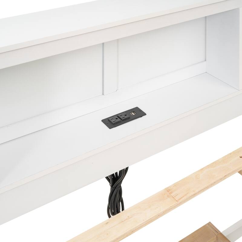 Twin & Full Size Platform Bed with Storage Headboard, USB, Twin Size Trundle and 3 Drawers