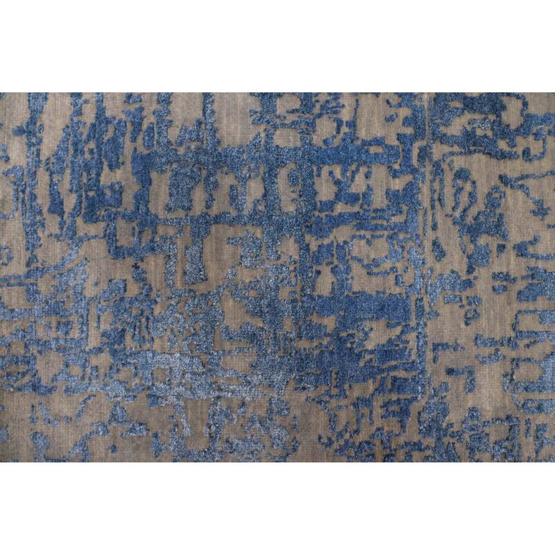 ECARPETGALLERY Hand-knotted Legacy Dark Blue Silk, Wool Rug - 2'5 x 12'3