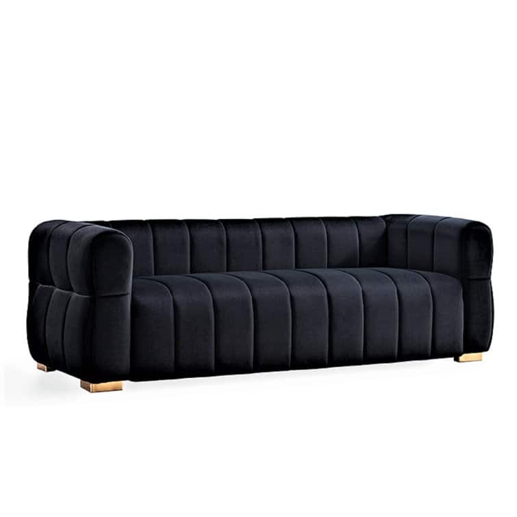 Carlan 89" Velvet Tuxedo Arm Sofa - Black