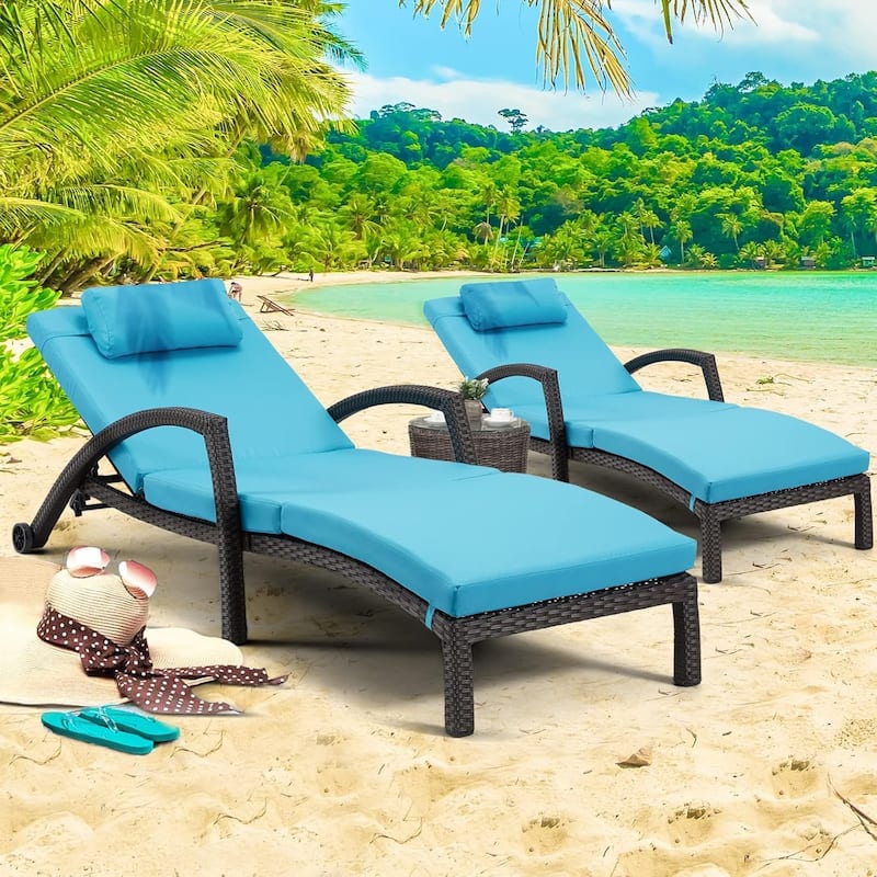 EROMMY Outdoor Patio Lounge Chair, Adjustable Recliner Outdoor Lounge Chairs, Multiple Colors Available