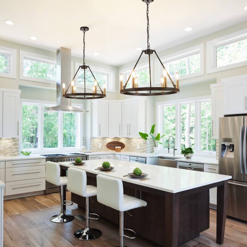 6-Lights ​Curved Arms Wagon Wheel Chandeliers