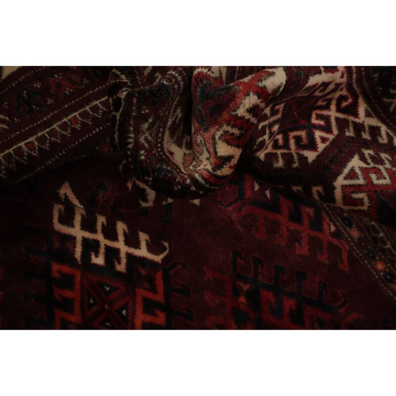 Hand Knotted Oriental 100% Wool Carpet Traditional All-Over Red Turkoman Area Rug - 11' 4'' X 7' 7''