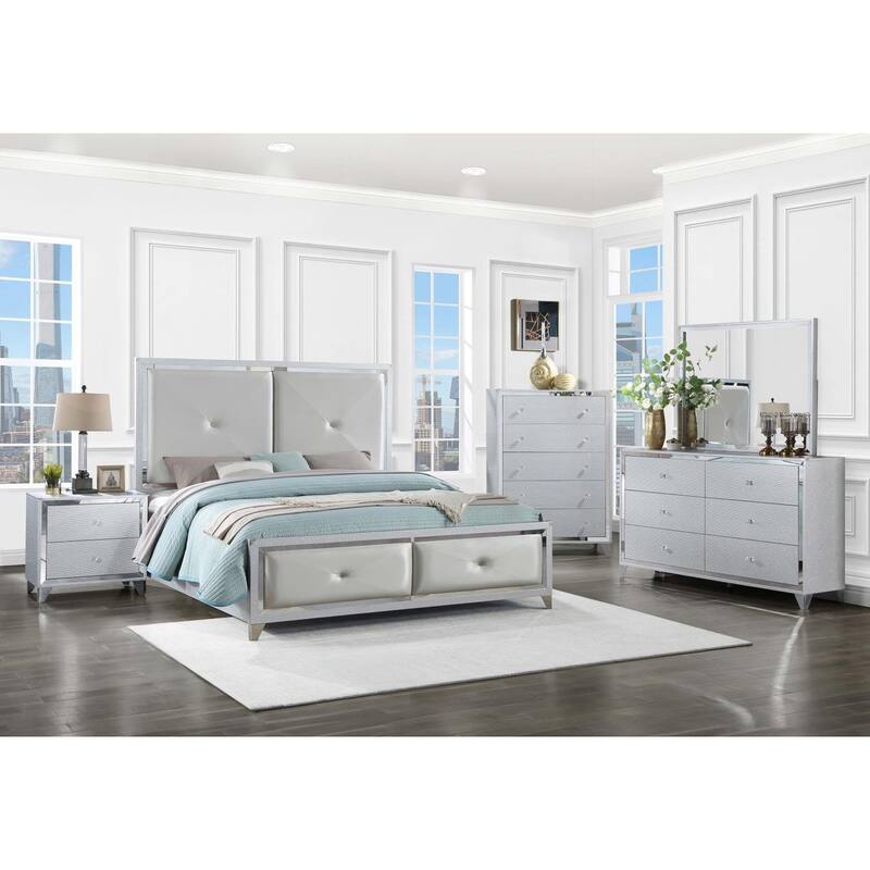 Elora Silver 2-drawer Nightstand with USB Port