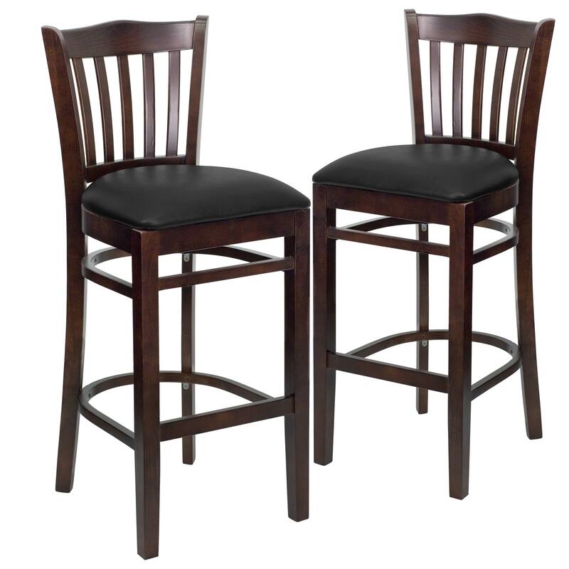 2Pk Vertical Slat Back Wood Restaurant Barstool - Hospitality Seating