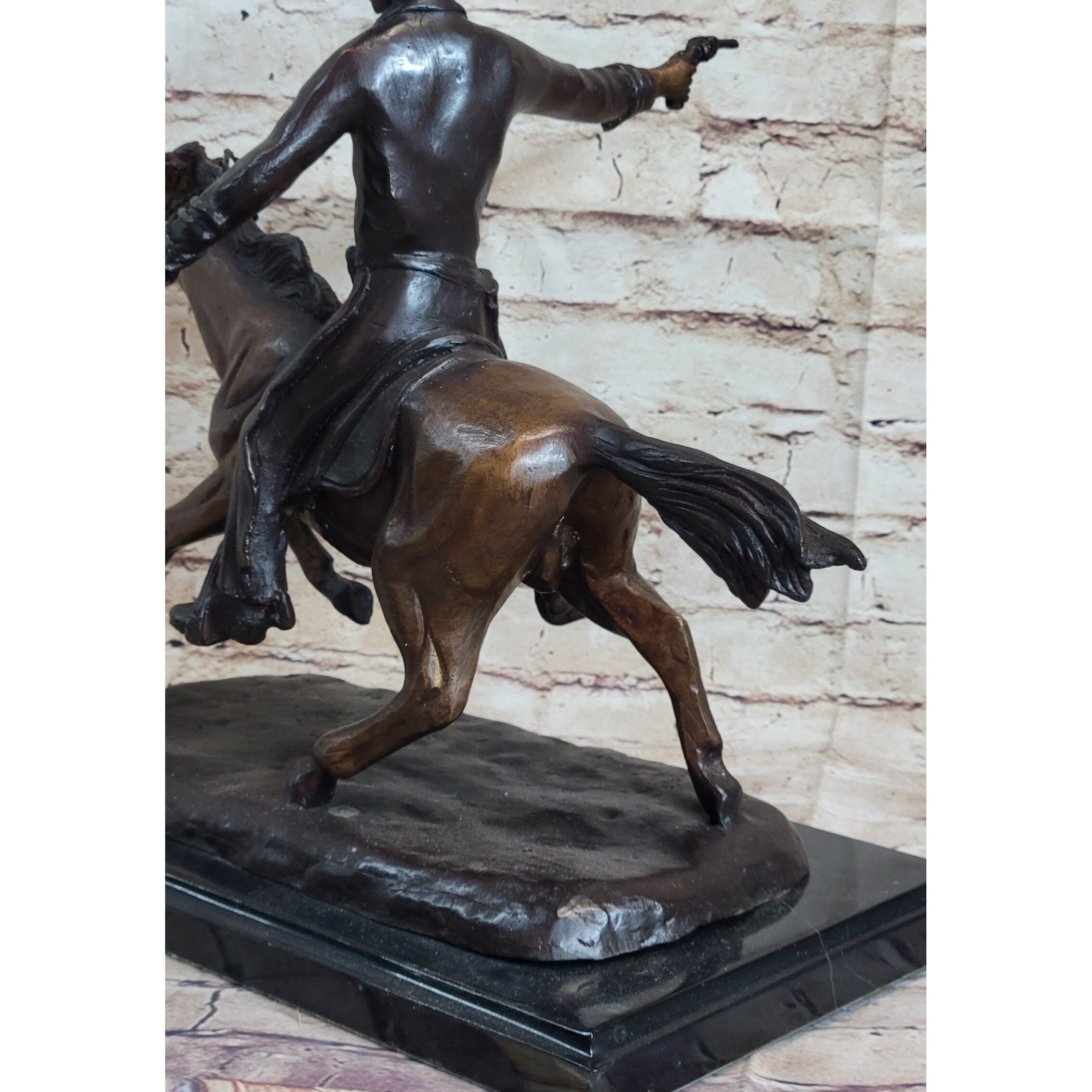 Frederic Remington Bronze Sculpture Cowboy On Imitative