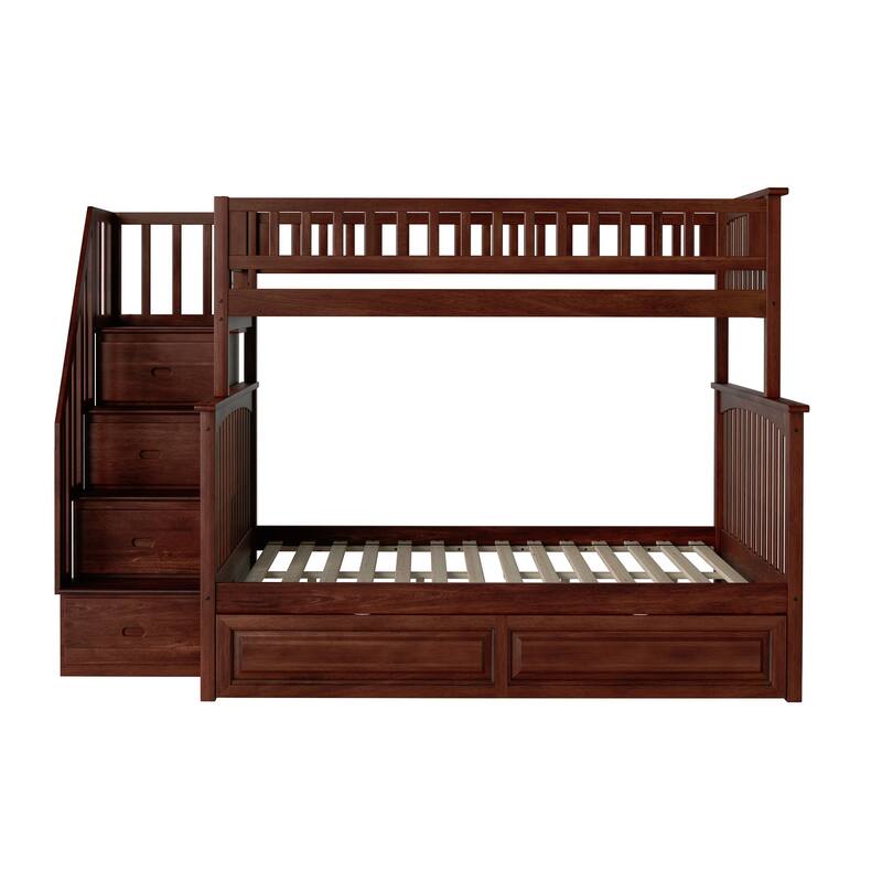 Columbia Twin over Full Solid Wood Staircase Bunk Bed with Twin Raised ...