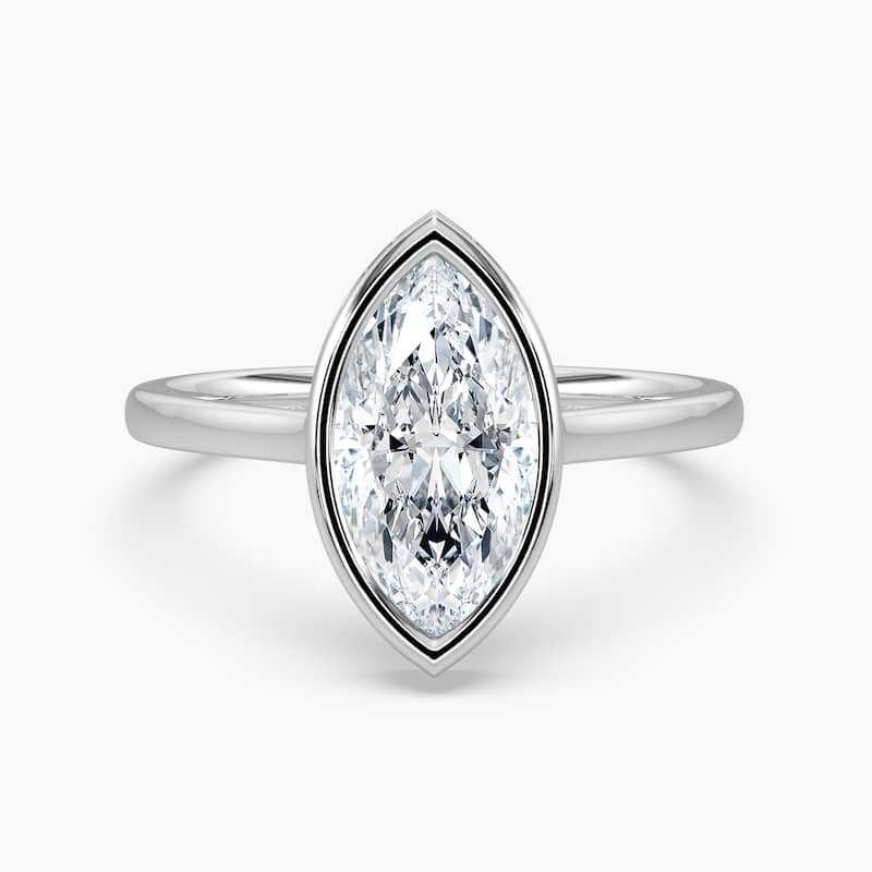 Auriya 14k Gold Lab Grown Marquise Diamond Bezel Unique Hidden Halo Engagement Ring 1.00 to 5.00 ct. tw. (F-G, VS) - 8.5 - 1.25 carats - White