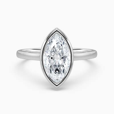 Auriya 14k Gold Lab Grown Marquise Diamond Bezel Unique Hidden Halo Engagement Ring 1.00 to 5.00 ct. tw. (F-G, VS)