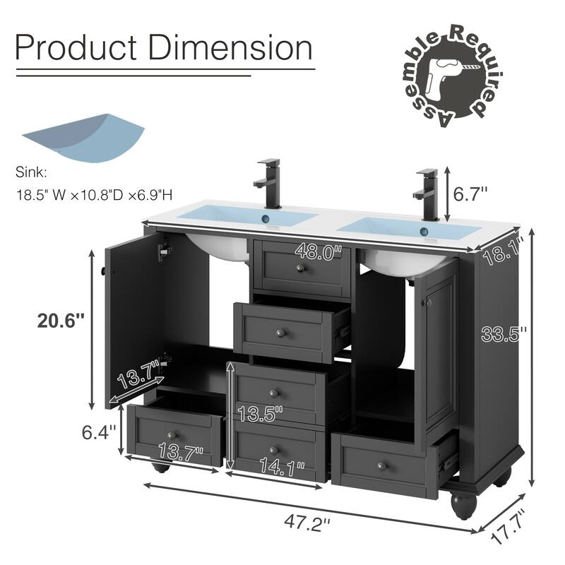 Bathroom Vanity with Sink Combo Set, Free Standing Bathroom Storage Cabinet