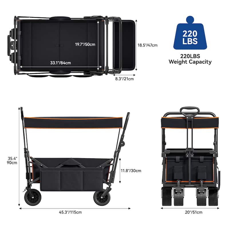 Collapsible Foldable Garden Wagon Cart Utility Cart with Wheels