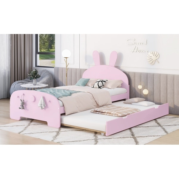 Twin Size Cartoon Kids Bed Solid Wood Platform Bed Wooden Platform
