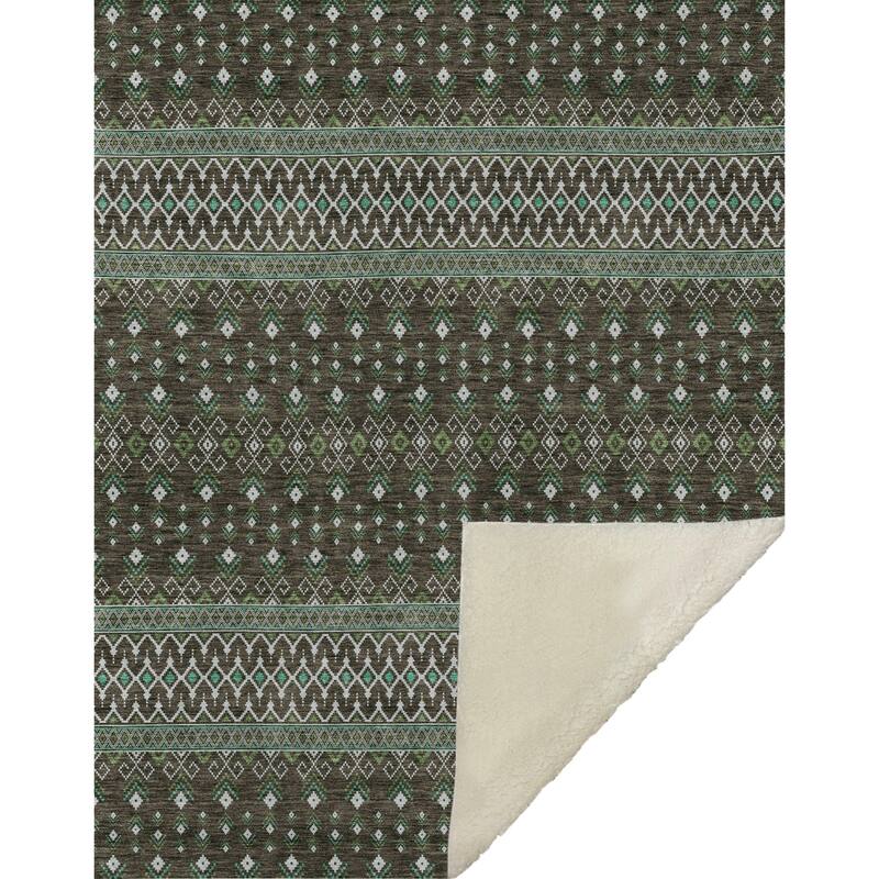 Premium Machine Washable Boho Moroccan Sherpa Throw Blanket