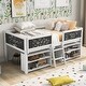 preview thumbnail 2 of 10, Twin Size Low Loft Bed w/2 Shelves & Decorative Guardrail Chalkboard