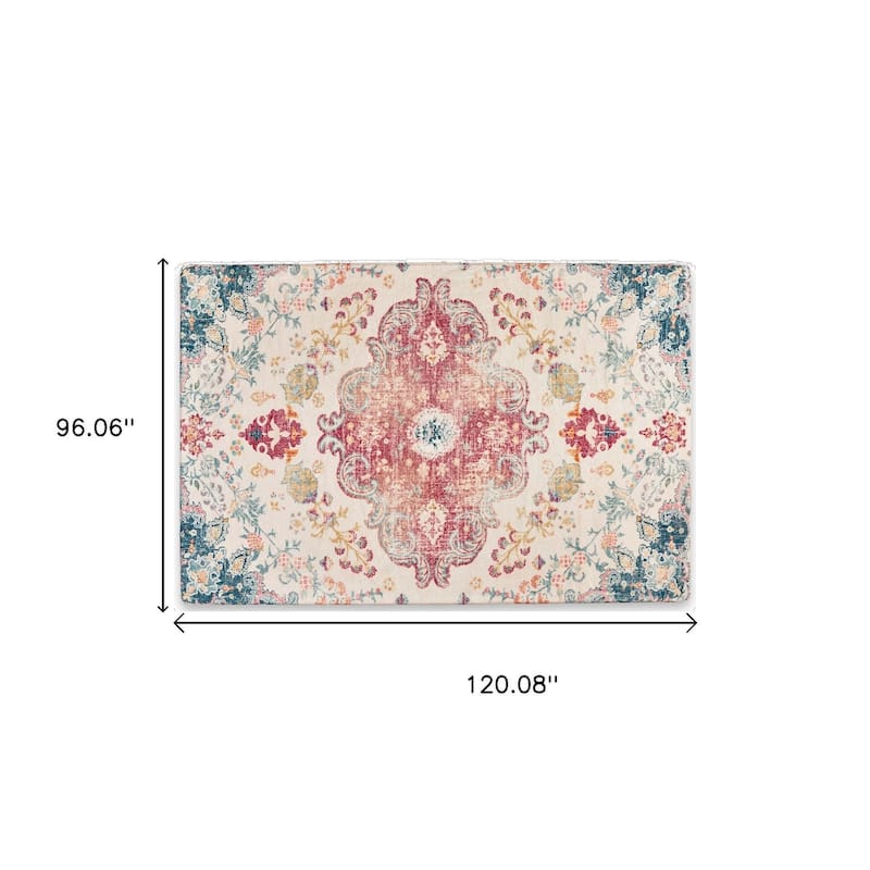 HomeRoots Tropical Floral Traditional Rectangle Area Rug - 8' X 10'