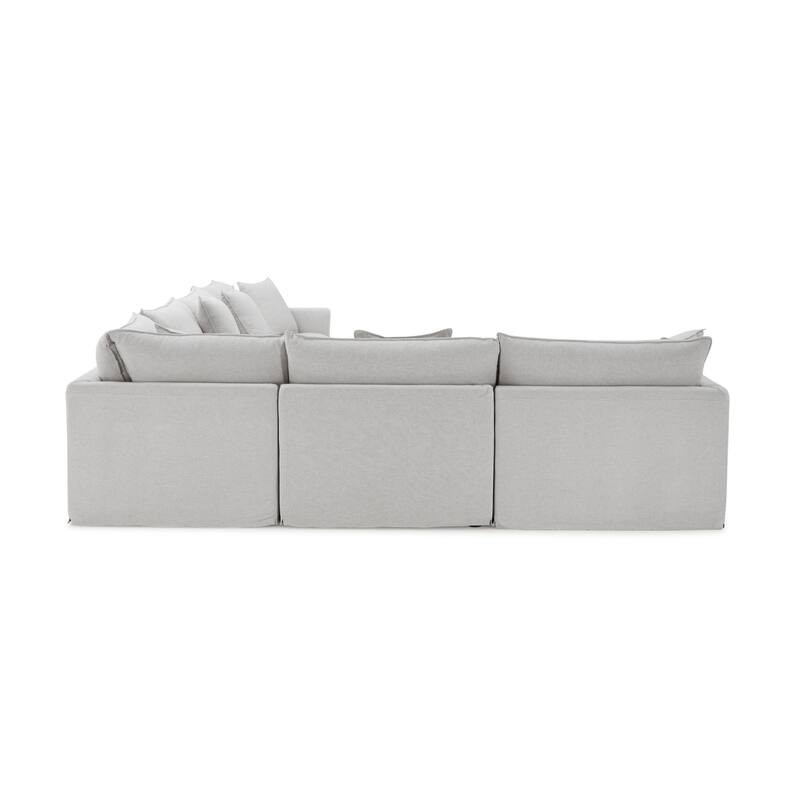Furniture of America Caspian 6-Seater FSC & OEKO TEX Sectional Sofa with Feather Blend Cushions