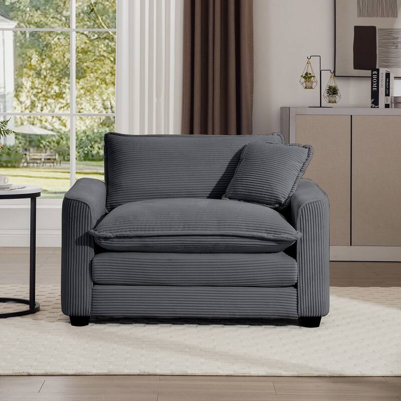 Single Chair Deep Seat Sofa With Footstool for Living Room and Bedroom