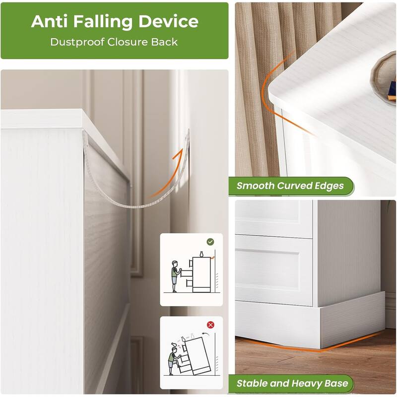 Bedroom Dresser Charging Station Storage Drawers Chest of Drawers