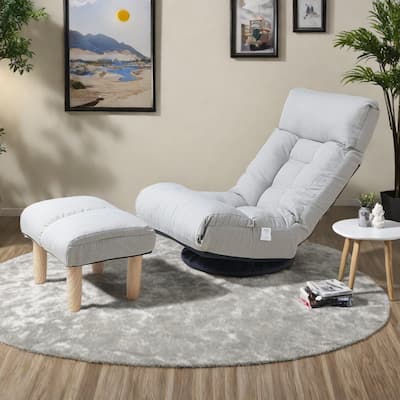 Japanese-Style Adjustable Floor Recliner Lounge Chair with 360° Swivel Base
