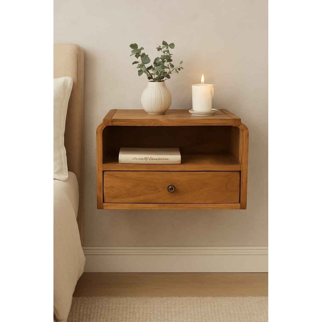 Artisan Furniture Solid Wood Avora Wall-Mounted Bedside, Brown