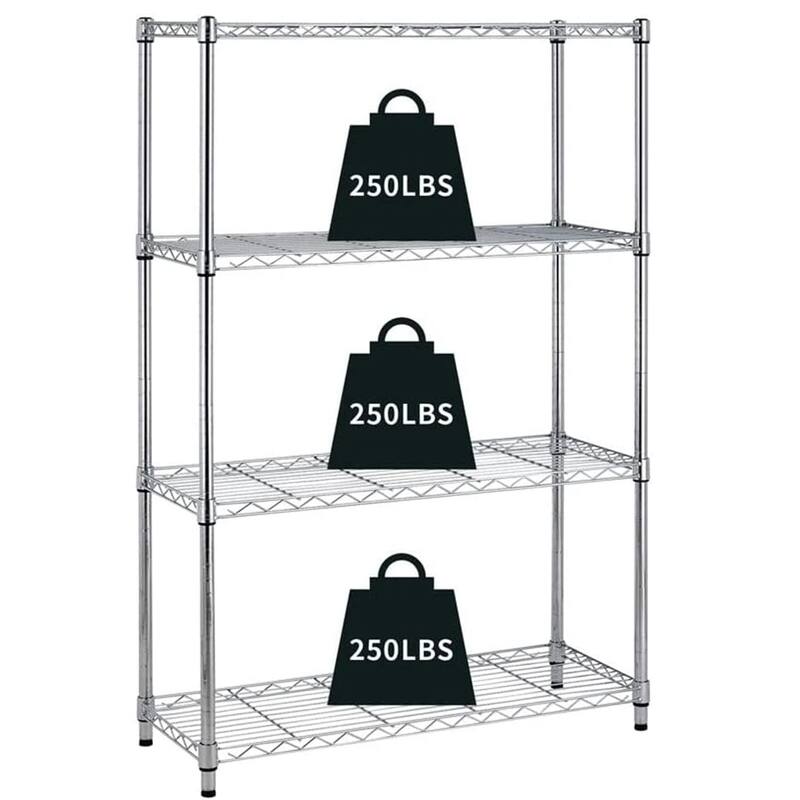 4-Tier Wire Shelving Storage Unit Adjustable Shelves Organizer Rack