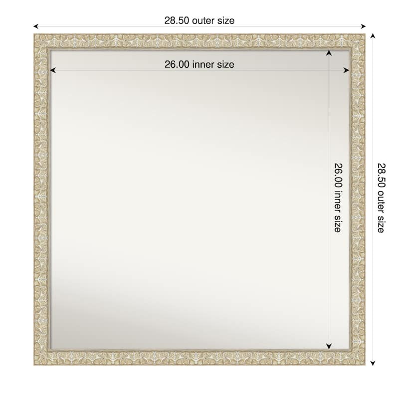 Lila Non-Beveled Wood Framed Bathroom Vanity Wall Mirror - 29 x 29 in - Lila Silver