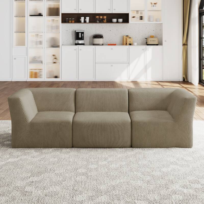 Modern Corduroy Fabric Loveseats Sofa Sectional Sofa