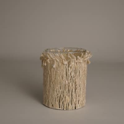 Glass Textured Votive Candle Holder - 5" - Cream