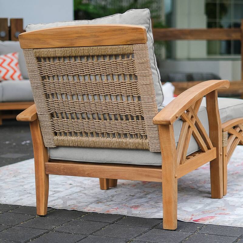 Cambridge Casual Carmel 3-Piece Teak Patio Chat Set with Cushions - Natural Teak/Oyster Cushion