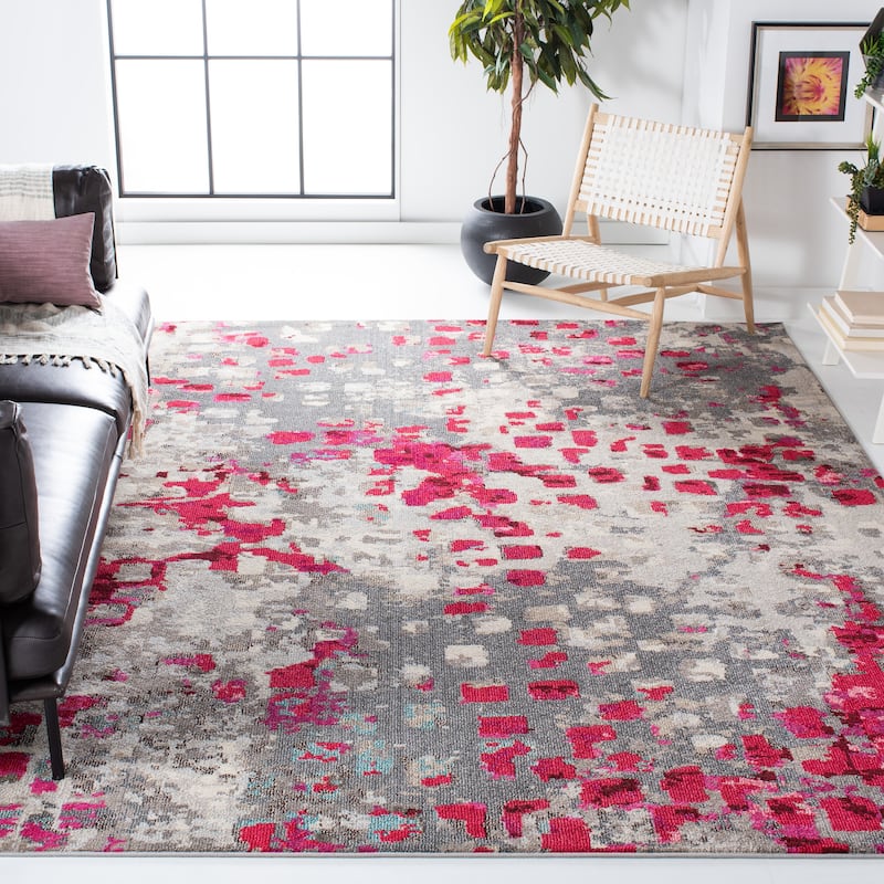 SAFAVIEH Madison Cherie Modern Abstract Watercolor Rug - 10' x 14' - Grey/Red