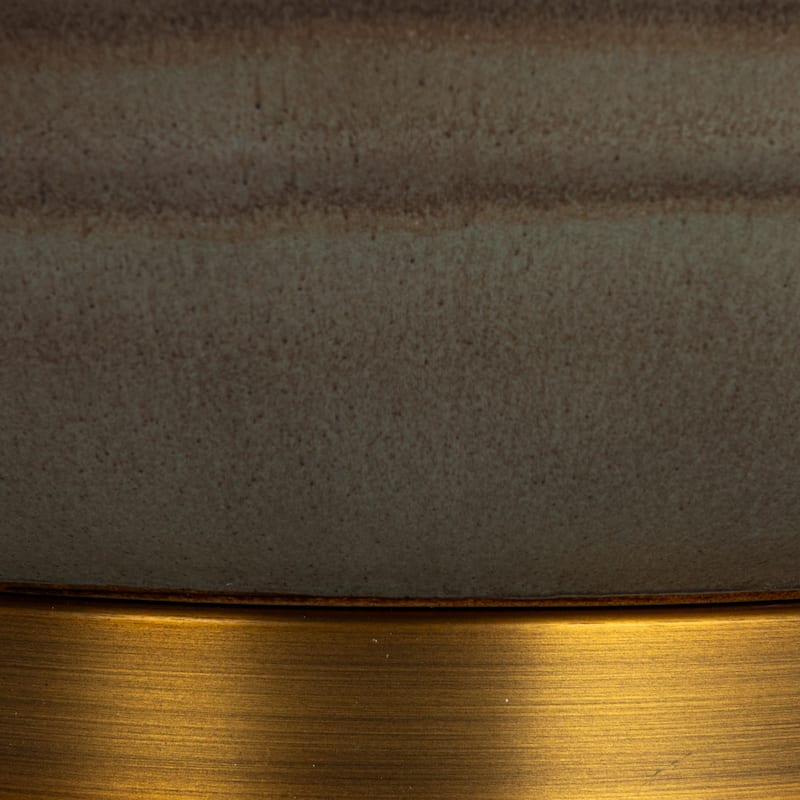 Stoneware Table Lamp with Classic Drum Shade and Stone Glaze