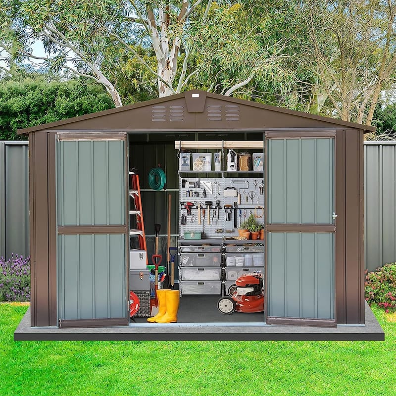 10 ft. W x 8 ft. D Metal Storage Shed with Double Door (80 sq. ft.)